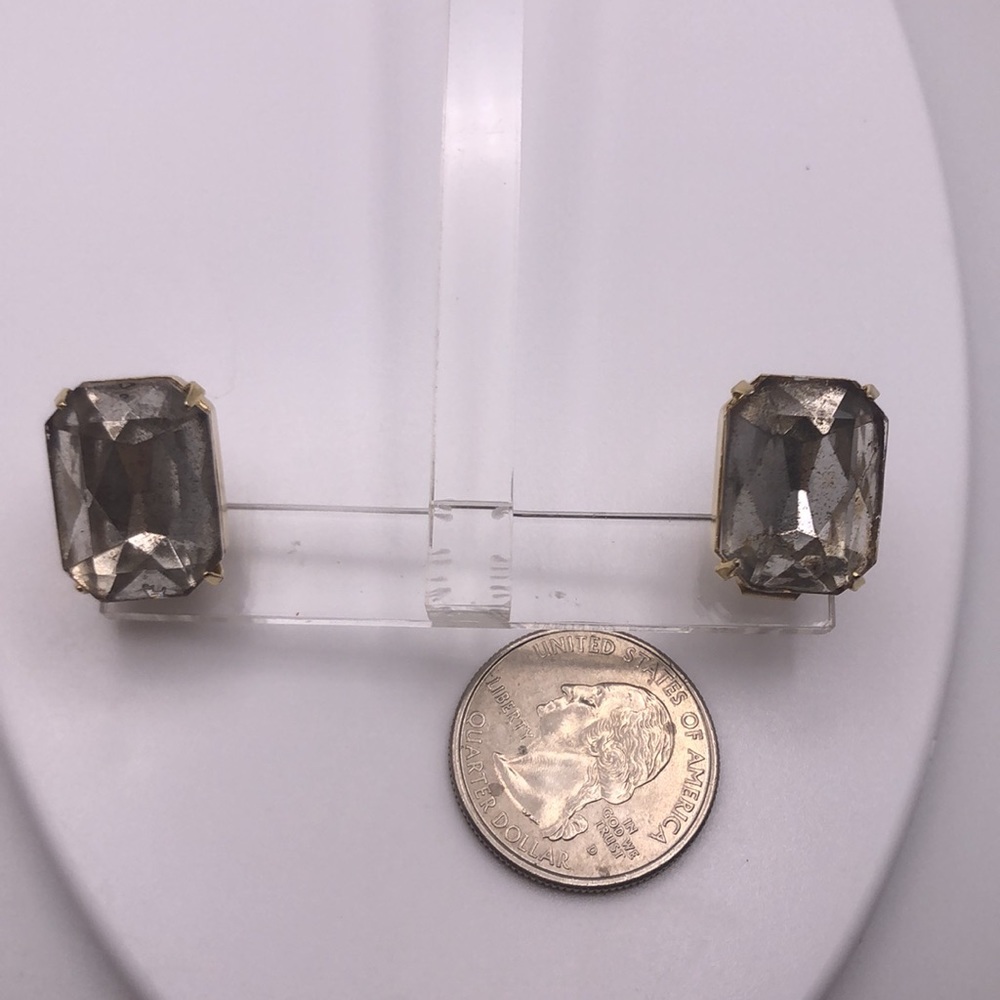 Vtg Rectangular Shape Clear Stone Silver Frame St… - image 6